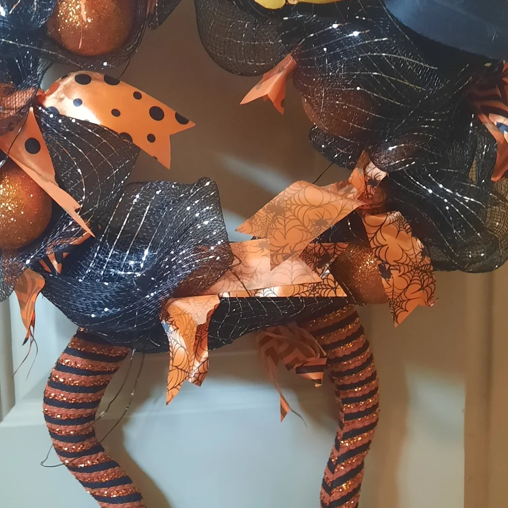Halloween Orange and Black Wreath